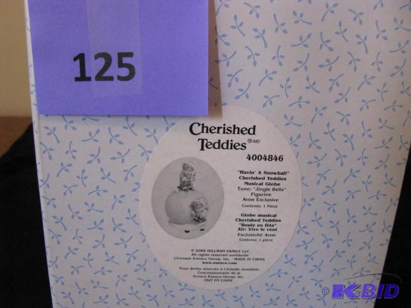 lot 125 image: Cherished Teddies Figurine Musical Globe, &qu...