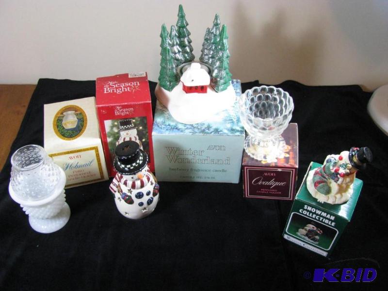 lot 151 image: Vintage Avon candles, Hobnail candle holder, ...