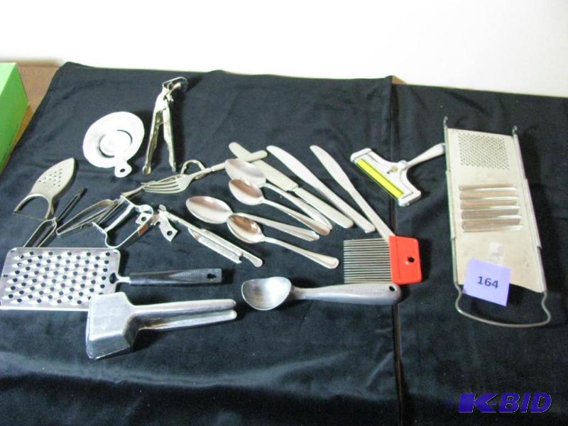lot 164 image: Vintage kitchen utensils, lots of very nice o...
