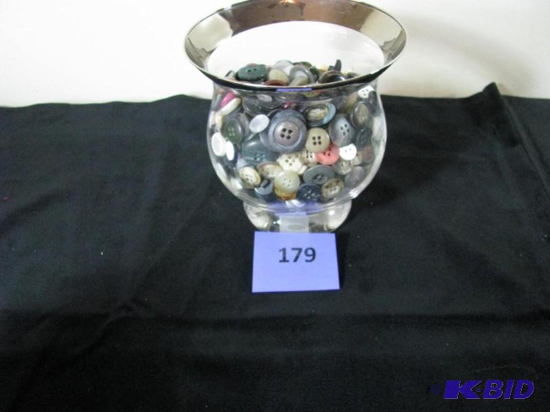lot 179 image: crystal vase full of buttons...