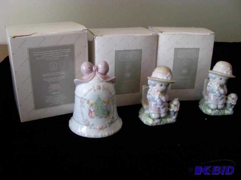 lot 26 image: 3 Avon Precious Moments Figurine & Salt &...