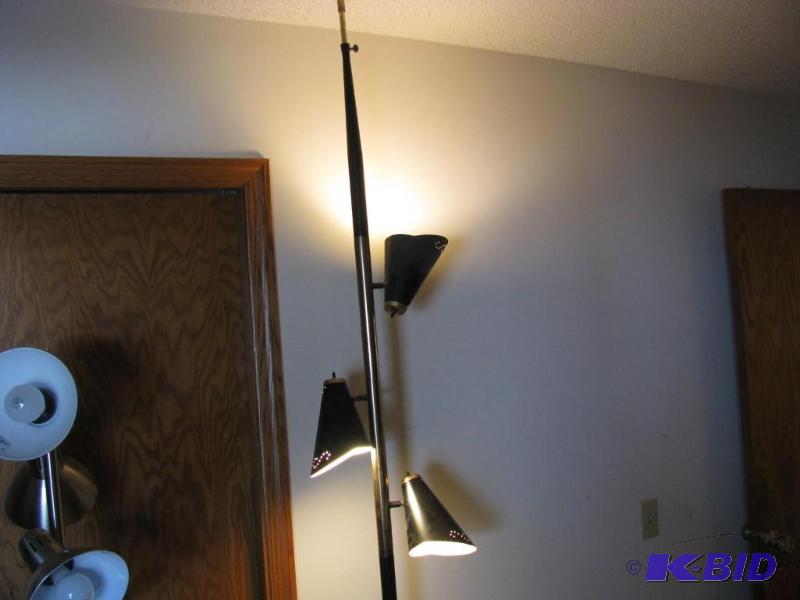 lot 5 image: mid century modern tension lamp with three li...