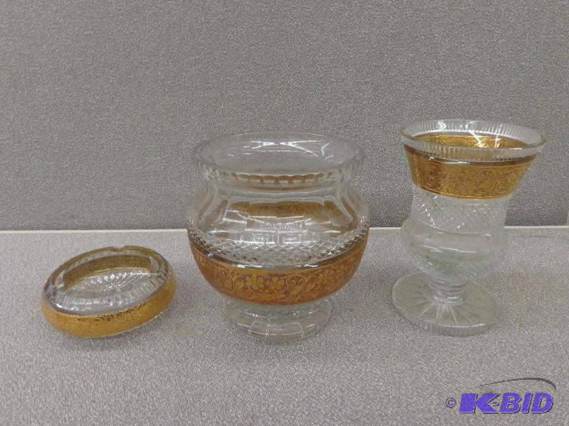 Leaded Crystal Vases and Cigarette Dish 8&quo...