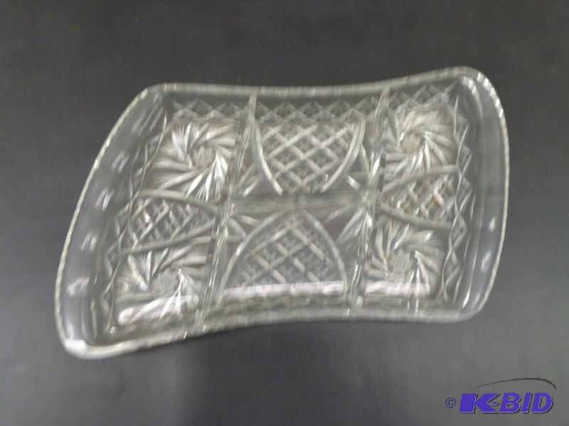 Large Crystal Dish Divided Serving Tray 13 1...
