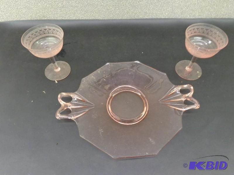 Pink Depression Glass 2) Glass Goblets&nbsp ...
