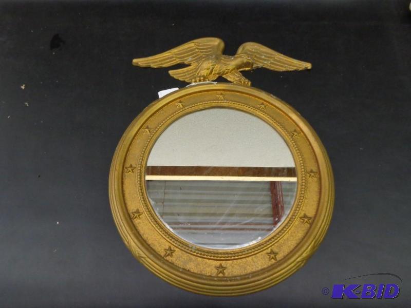 Old Metal Mirror with Eagle&nbsp 9&quot Dia...