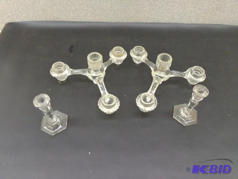 Glass Candle Holders 2 Single Glass Candle Ho...