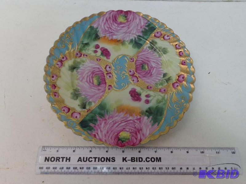 Unique Floral Design Plate Raised Gold Drople...