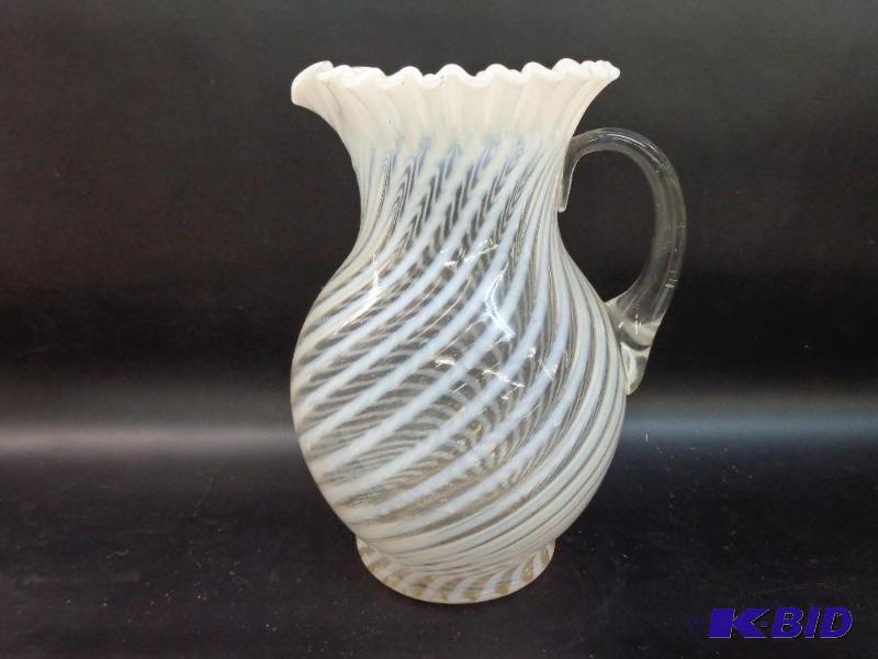 Vase White swirl glass design Approximately 1...