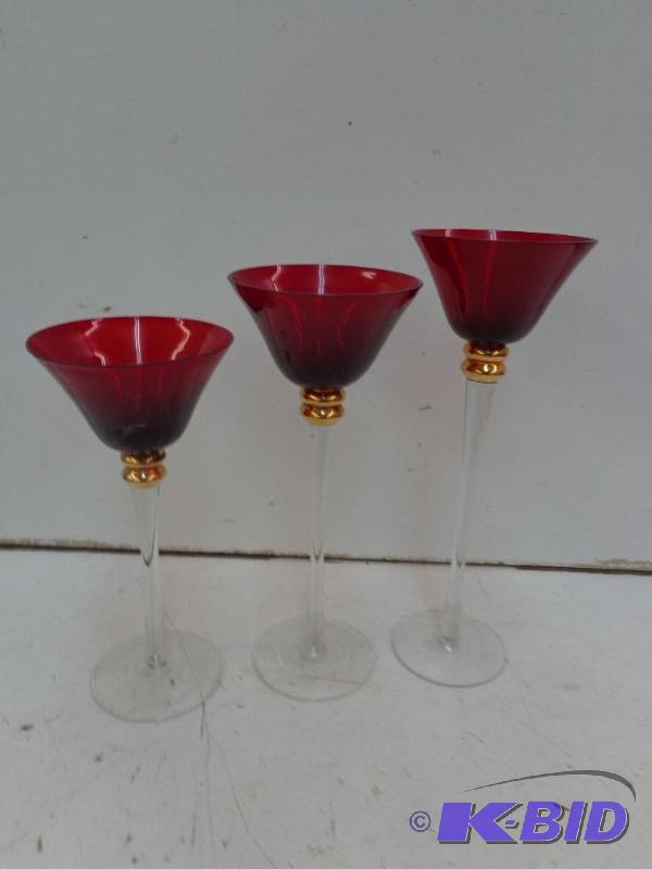 Three Spectacular Wine Glasses 1 8&quot tall...