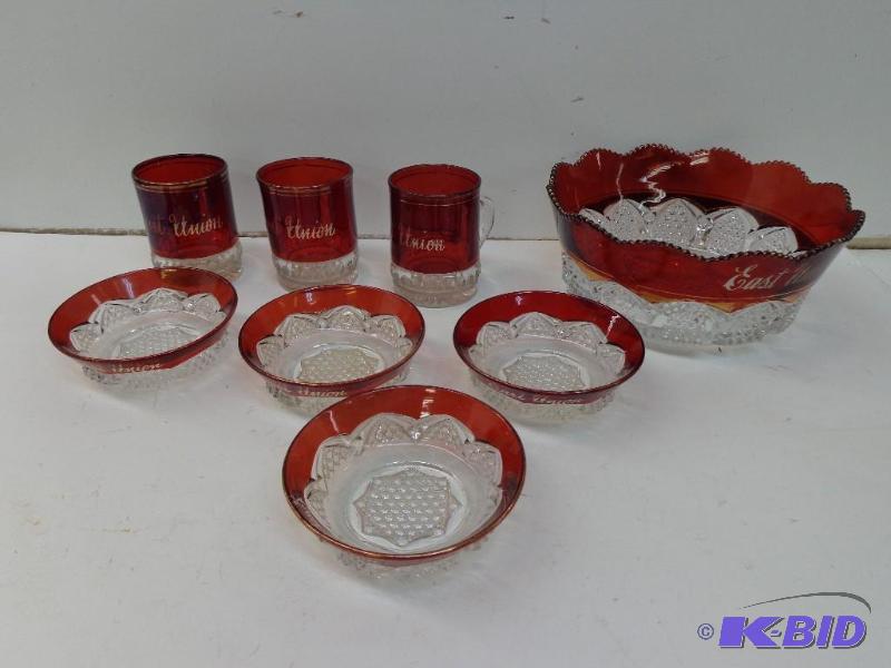 East Union Crystal Dishes (Clear on bottom, R...