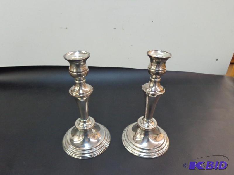 (2) Sheffield Candle Sticks 8 14&quot Tall ...