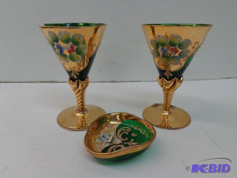 2 Wine Glasses and 1 Possible Ash Tray 5&quot...