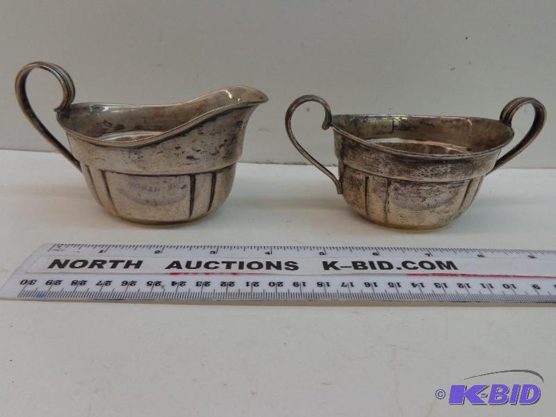 Sterling Silver Creamer and Sugar Container O...