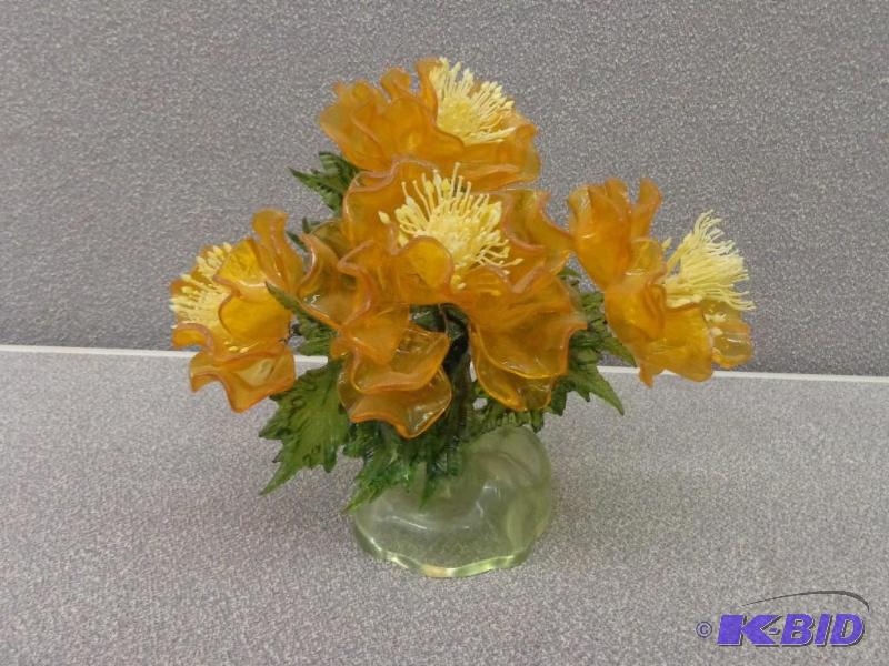 Molded Plastic Flowers in Base Unique Antique...