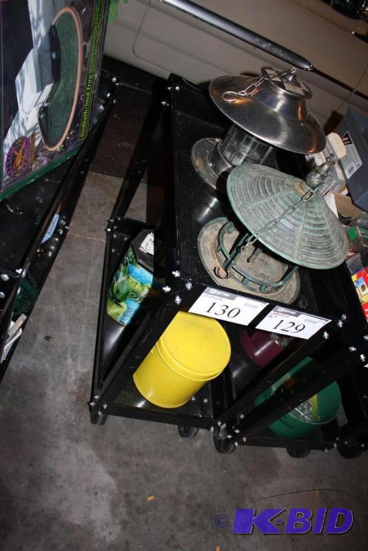 lot 130 image: Metal Cart wwheels & handle black 2 sh...