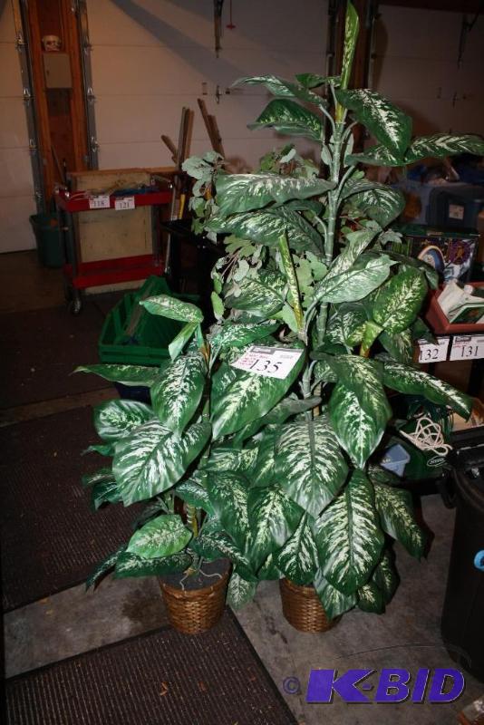 lot 135 image: Lot of (3) Miscellaneous Plastic Trees wPots...