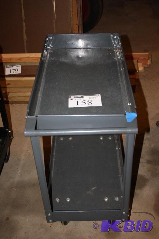 lot 158 image: Metal Push Cart wWheels & Handle Gray ...
