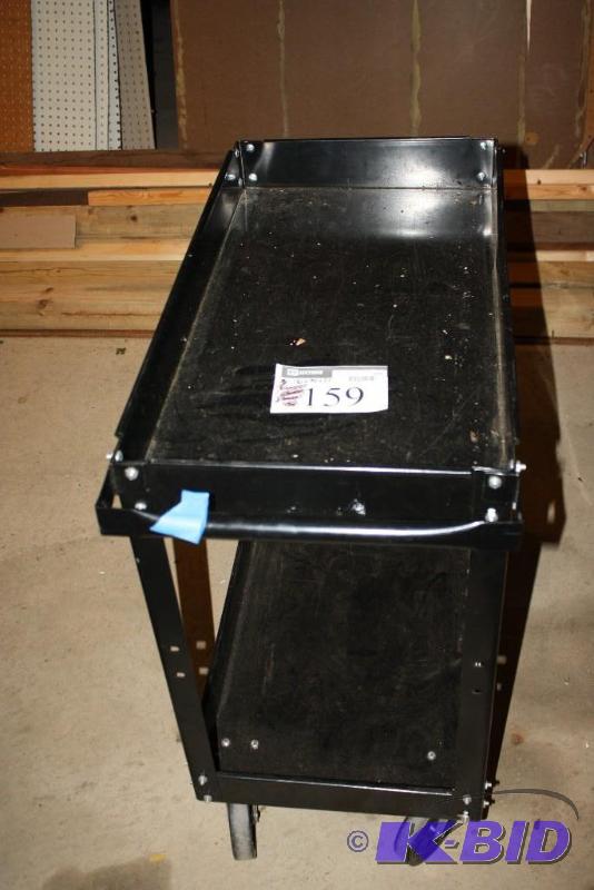 lot 159 image: Metal Push Cart wWheels & Handle 2 shel...
