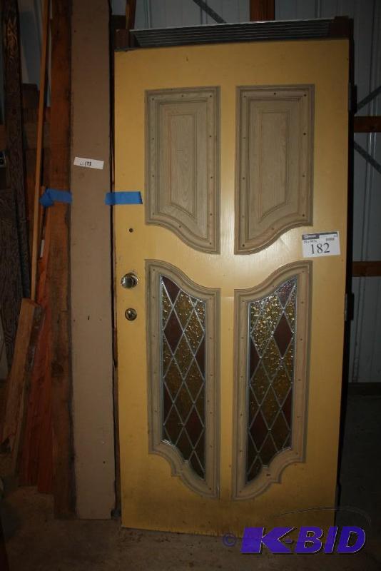 lot 182 image: Exterior Door wDual Stained Glass Windows W...