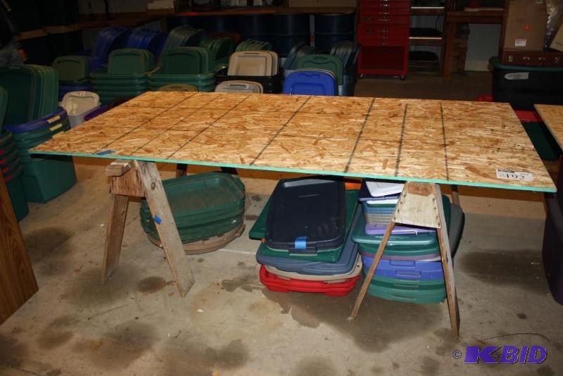 lot 192 image: Lot of (3) Including Wooden Sawhorses, 36&qu...