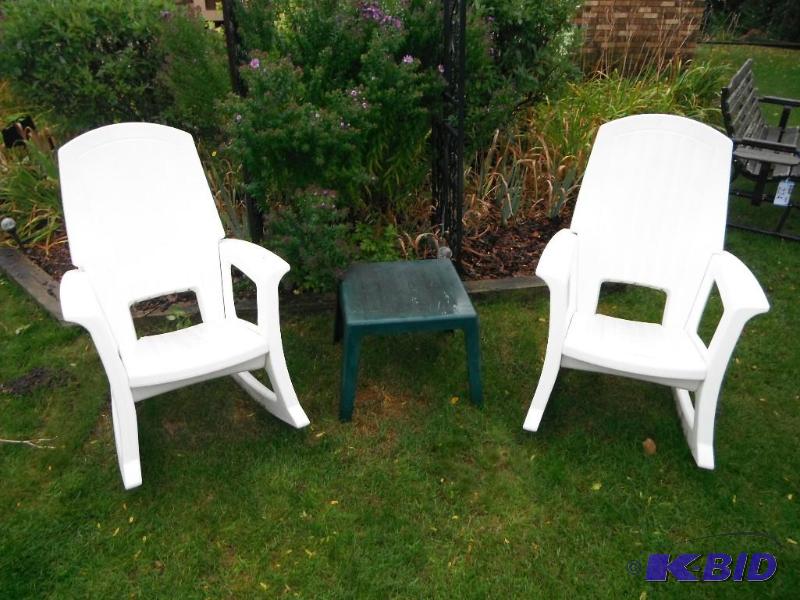 lot 225 image: Lot of (3) Including Plastic Rocking Lawn Ch...