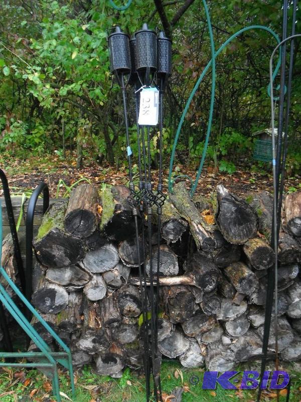 lot 238 image: Lot of (4) Metal Tiki TorchesStake Candle Ho...