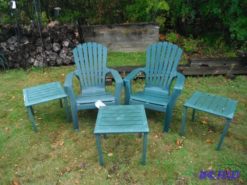 lot 240 image: Lot of (5) Plastic Patio Furniture Adirondac...