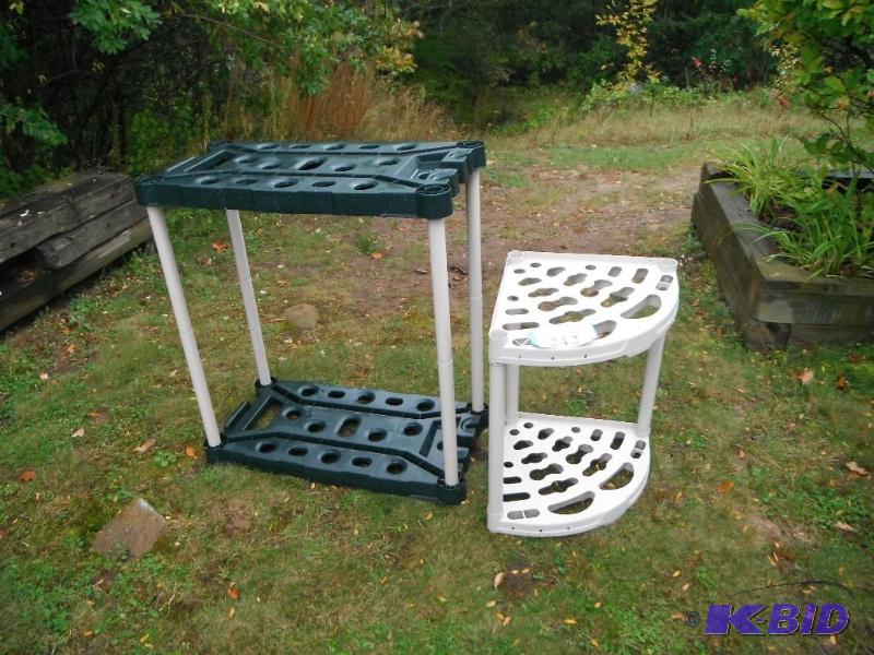lot 242 image: Lot of (2) Shelving Units Corner Shelf, 2 sh...