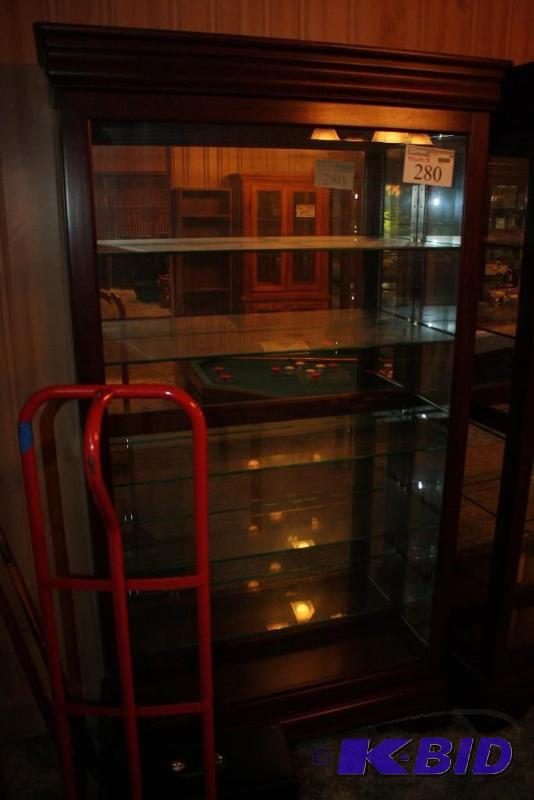 lot 280 image: Wooden Display Unit wGlass Shelves & Int...