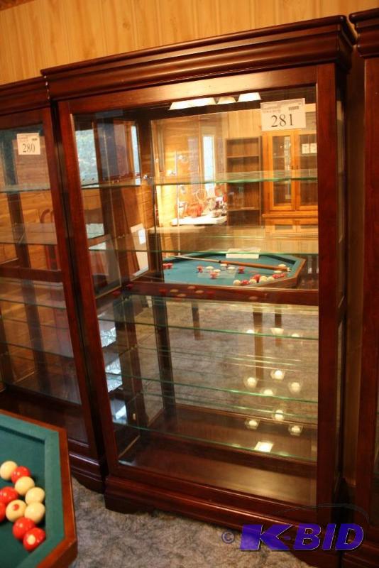lot 281 image: Wooden Display Unit wGlass Shelves & Int...