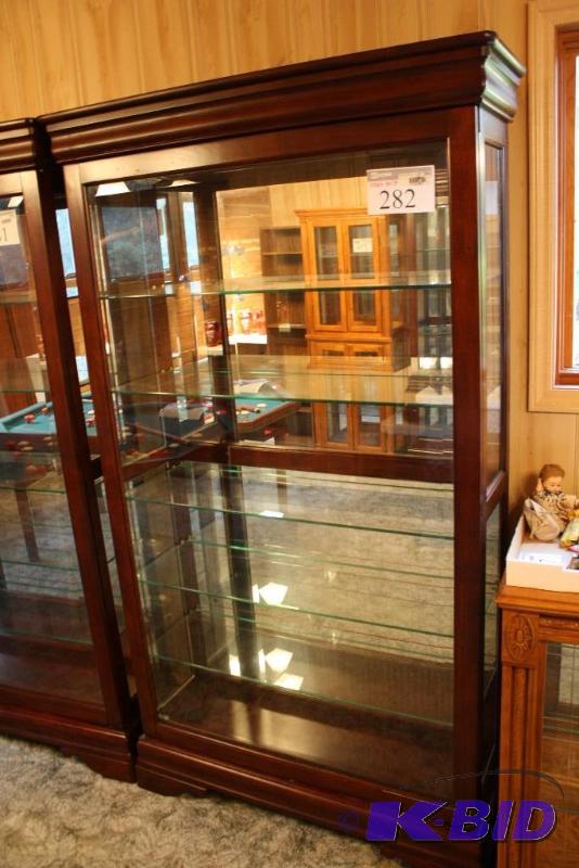 lot 282 image: Wooden Display Unit wGlass Shelves & Int...