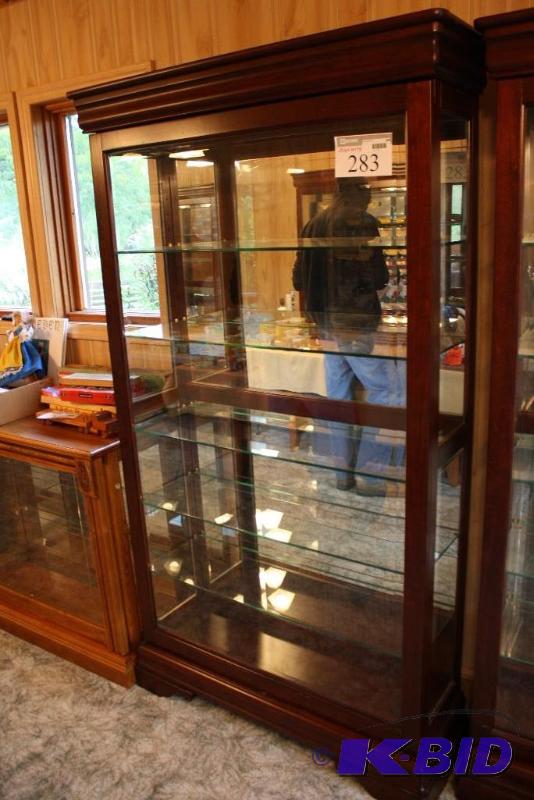 lot 283 image: Wooden Display Unit wGlass Shelves & Int...