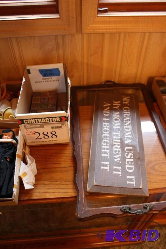 lot 288 image: Lot of (3) Including WoodGlass Serving Tray...