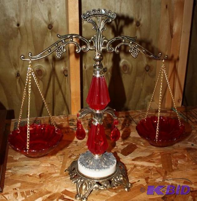 lot 31 image: Vintage Metal and Glass Scale Ornate Metal W...