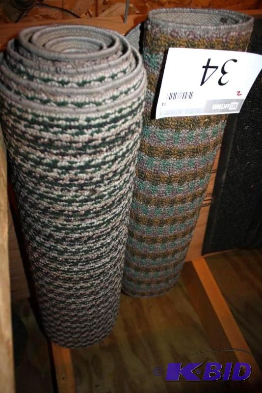 lot 34 image: Lot of (2) Rugs Gray wcolored striped patte...