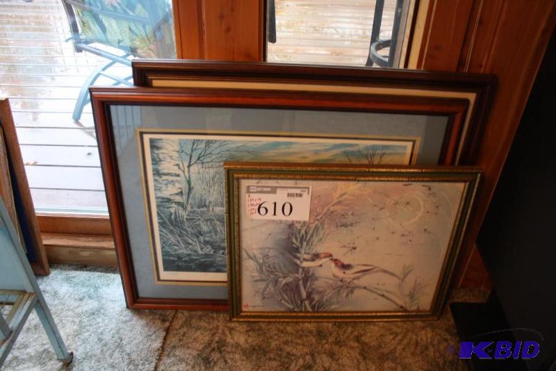 lot 610 image: Lot of (3) Framed Paintings Including "...