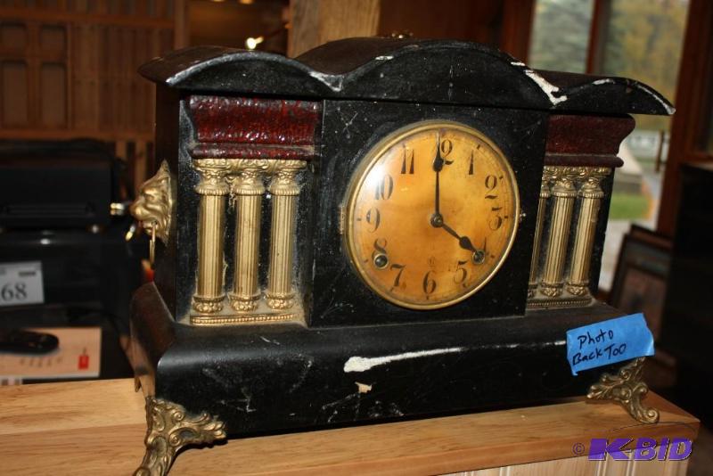 lot 611 image: Vintage Standing Clock Gold Pillar ColumnsF...
