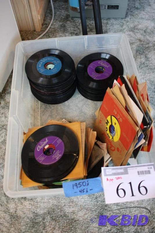 lot 616 image: Bin of Miscellaneous 1950s 45 Records & ...