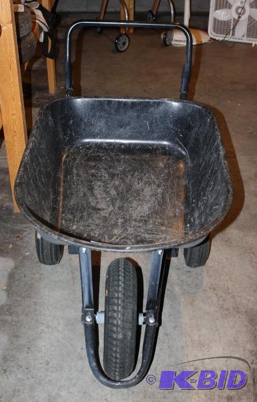 lot 62 image: Wheel Barrow Metal 3-Wheels black reinfor...
