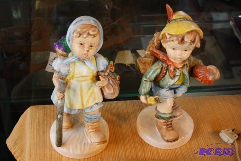 lot 622 image: Lot of (2) Youth Hiker Figurines Boy & G...