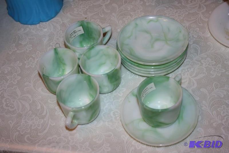 lot 644 image: Lot of (11) Including Colored Glass Cups, Wh...