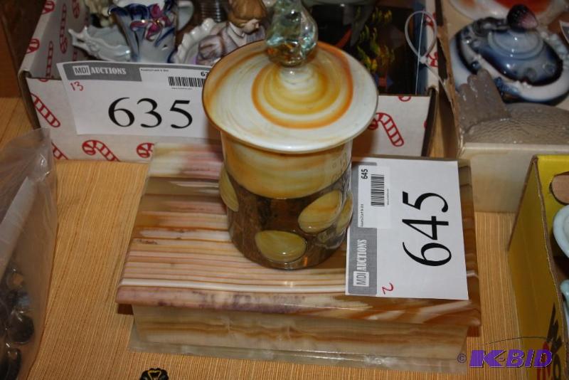 lot 645 image: Lot of (2) Including Colored Glass Container...