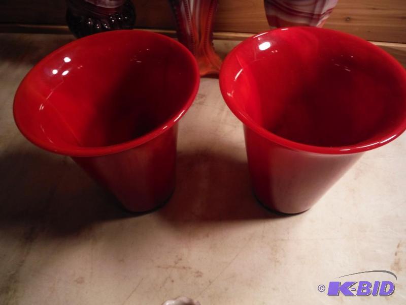 lot 657 image: Lot of (2) Red Cups, 6" x 6"....