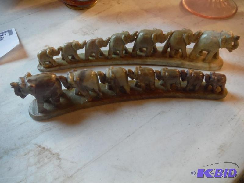 lot 665 image: Lot of (2) Decorative Stone Elephant Processi...