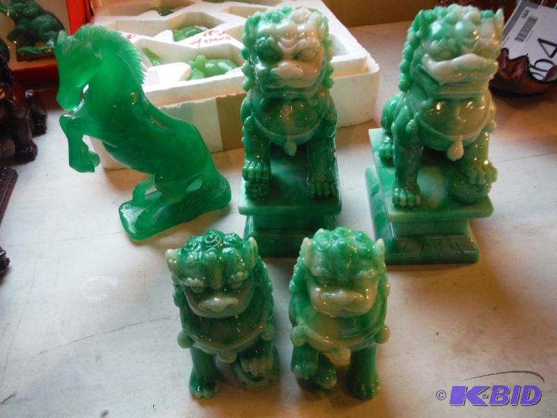 lot 667 image: Lot of (5) Jade Figurines Jade Horse Figurin...