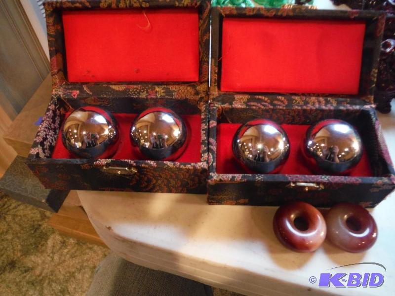 lot 673 image: Lot of (2) Set of Oriental Meditation Balls ...