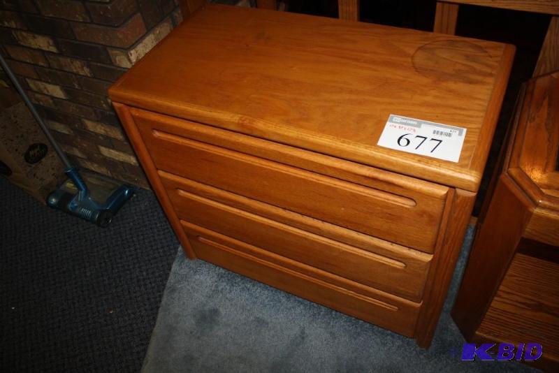 lot 677 image: Arbek Wooden Dresser 3 drawers 17" x 3...