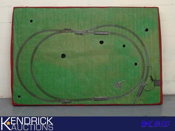 lot 26 image: Large Train Track Scenery Table Top with HO Scale Track Attached