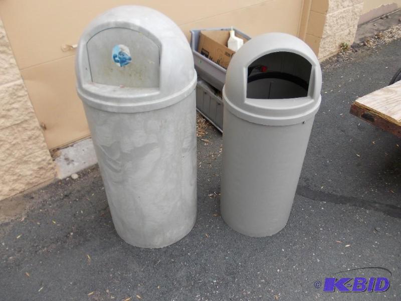 2-Trash Barrels With Dome Lids...